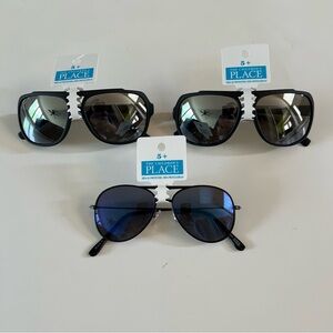 NWT New The Children’s Place Size 5+ Boys Black Lot of 3 Aviator Sunglasses